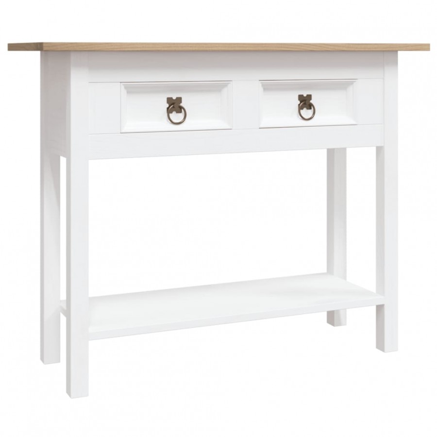 Table console Gamme Corona Pin mexicain Blanc 90x34,5x73 cm