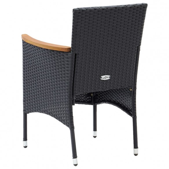 Chaises de salle à manger de jardin 4 pcs Résine tressée Noir