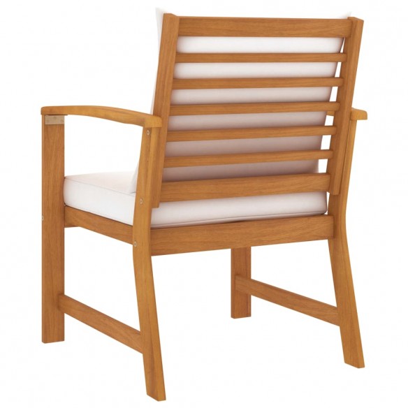 Chaises de jardin 2 pcs avec coussin crème Bois d'acacia massif