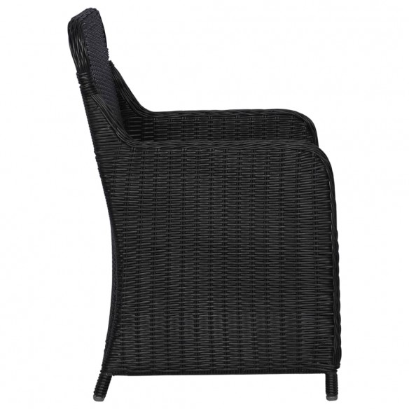 2 pcs Chaises d'extérieur avec coussins Résine tressée Noir