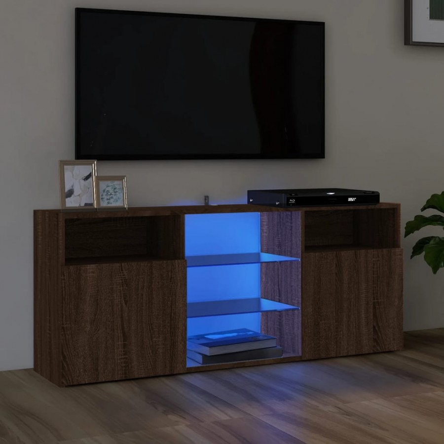 Meuble TV avec lumières LED Chêne marron 120x30x50 cm