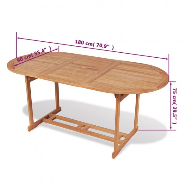 Table de jardin 180x90x75 cm Bois de teck solide