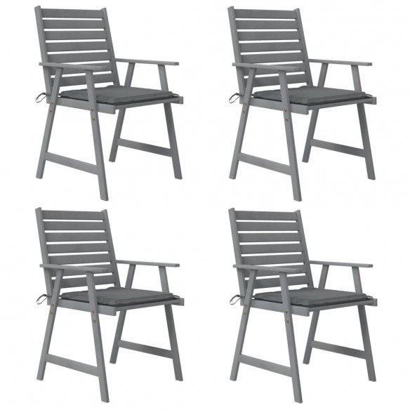 Chaises à dîner d'extérieur avec coussins 4 pcs Acacia massif