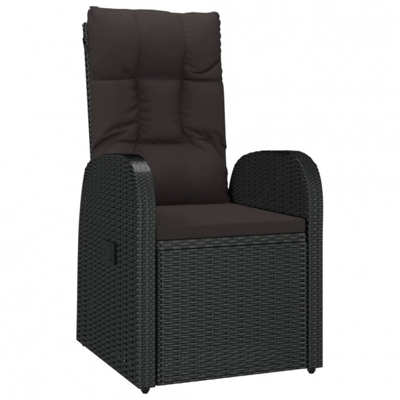 Chaise inclinable de jardin 2pc et coussins Résine tressée Noir