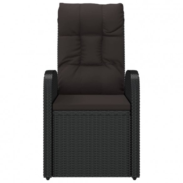 Chaise inclinable de jardin 2pc et coussins Résine tressée Noir