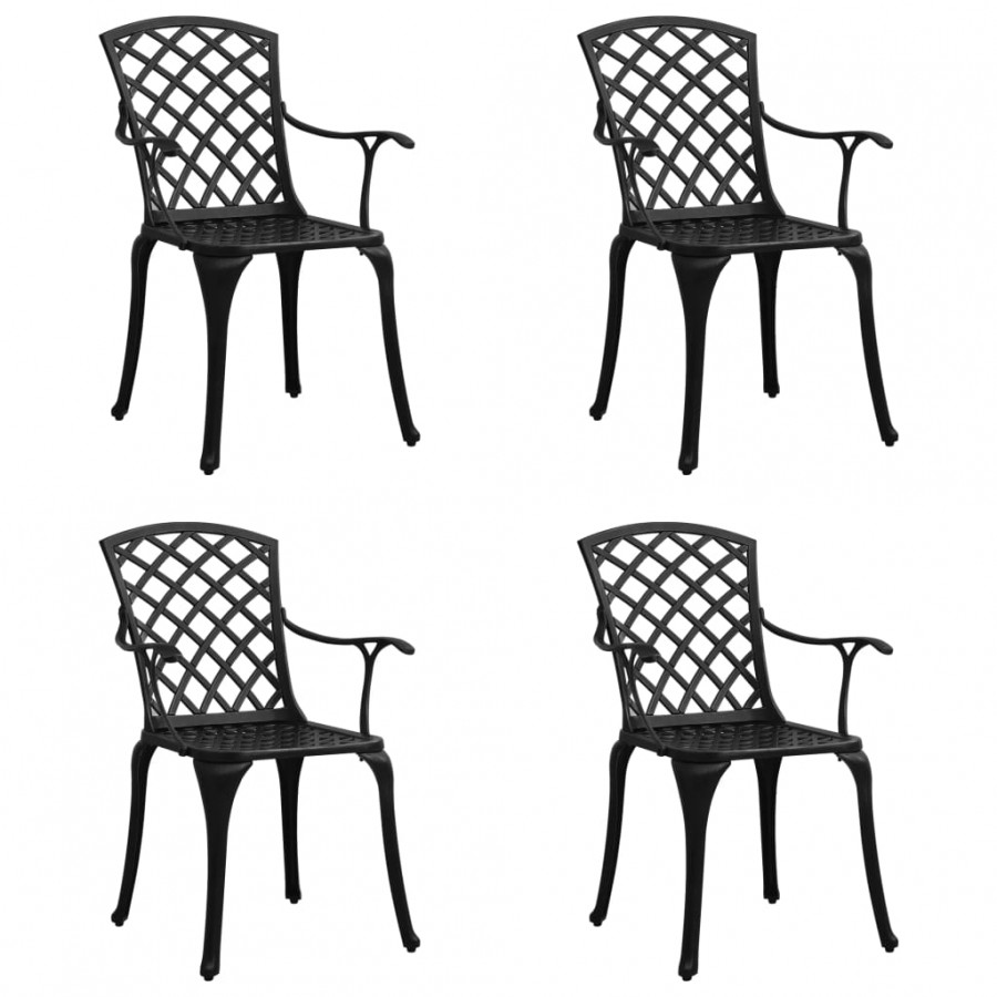 Chaises de jardin 4 pcs Aluminium coulé Noir