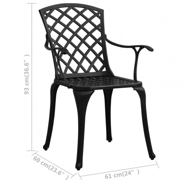 Chaises de jardin 4 pcs Aluminium coulé Noir