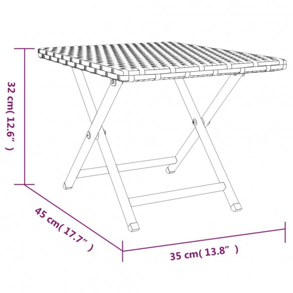 Table pliable gris 45x35x32 cm résine tressée