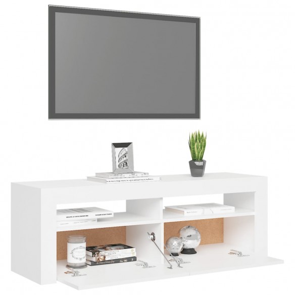 Meuble TV avec lumières LED blanc 120x35x40 cm