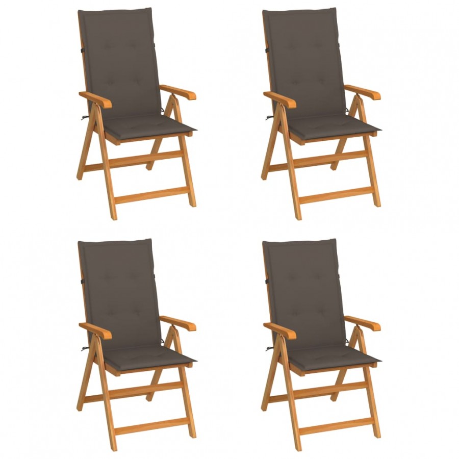 Chaises de jardin 4 pcs avec coussins taupe Bois de teck massif