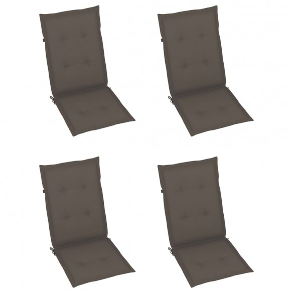 Chaises de jardin 4 pcs avec coussins taupe Bois de teck massif