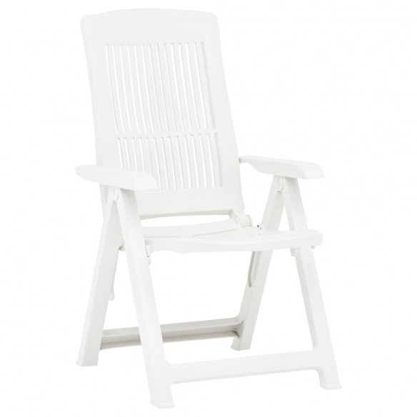 Chaises inclinables de jardin 2 pcs Plastique Blanc