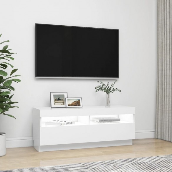 Meuble TV avec lumières LED Blanc 100x35x40 cm