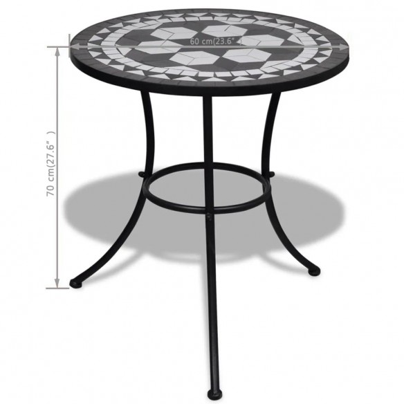 Table de bistro Noir et blanc 60 cm Mosaïque