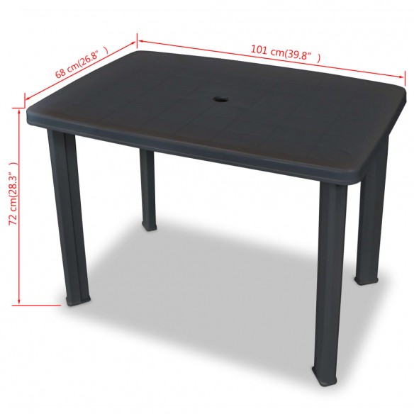 Table de jardin Anthracite 101 x 68 x 72 cm Plastique