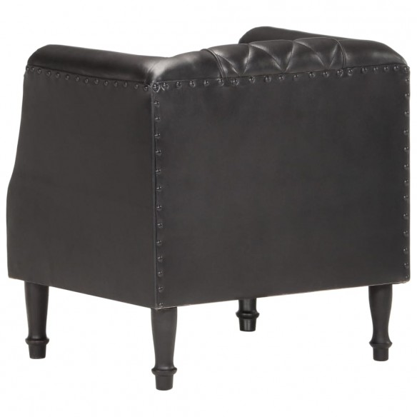 Fauteuil Noir Cuir véritable de chèvre