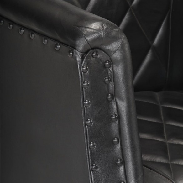 Fauteuil Noir Cuir véritable de chèvre