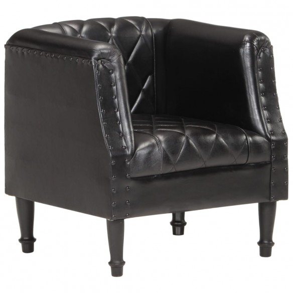 Fauteuil Noir Cuir véritable de chèvre