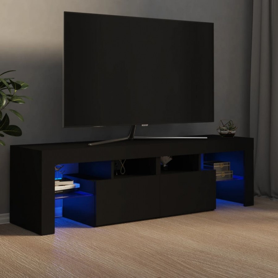 Meuble TV avec lumières LED Noir 140x36,5x40 cm