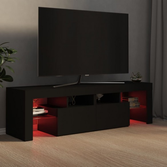 Meuble TV avec lumières LED Noir 140x36,5x40 cm