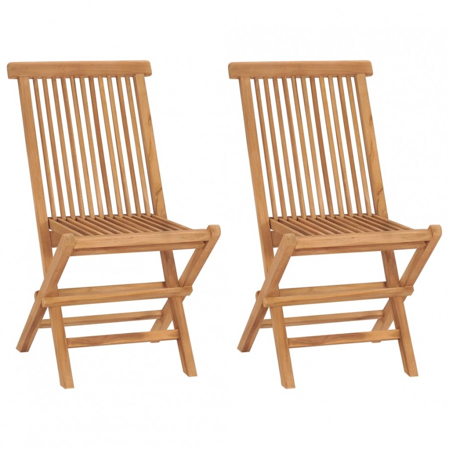 Chaises pliables de jardin 2 pcs Bois de teck solide