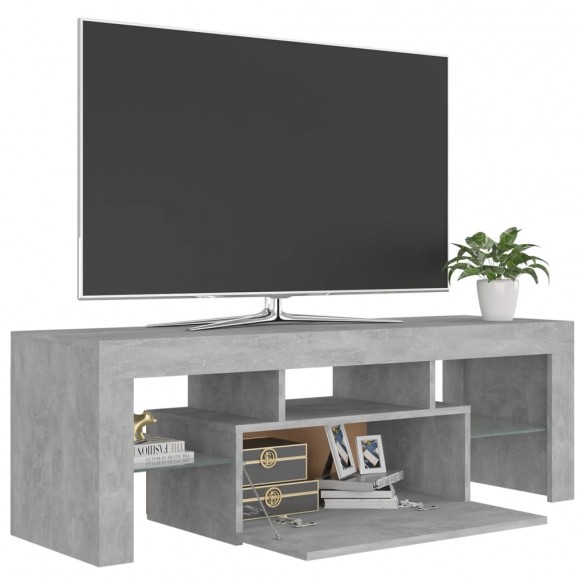 Meuble TV avec lumières LED gris béton 120x35x40 cm