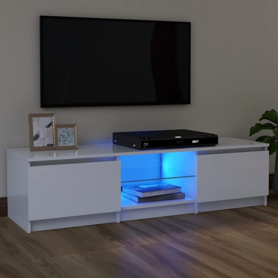 Meuble TV avec lumières LED Blanc 120x30x35,5 cm