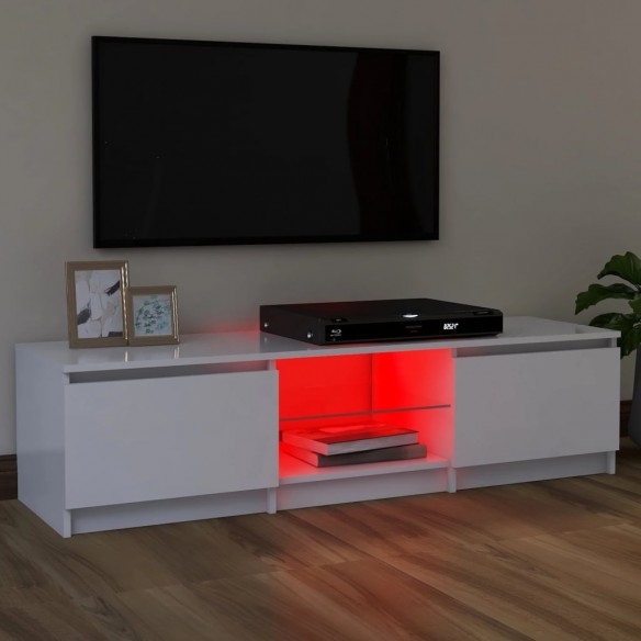 Meuble TV avec lumières LED Blanc 120x30x35,5 cm