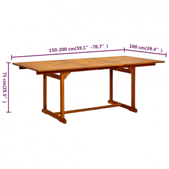 Table à dîner de jardin (150-200)x100x75cm Bois d'acacia massif