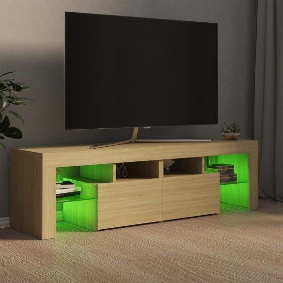 Meuble TV avec lumières LED Chêne sonoma 140x36,5x40 cm