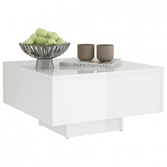 Table basse Blanc brillant 60x60x31,5 cm Aggloméré