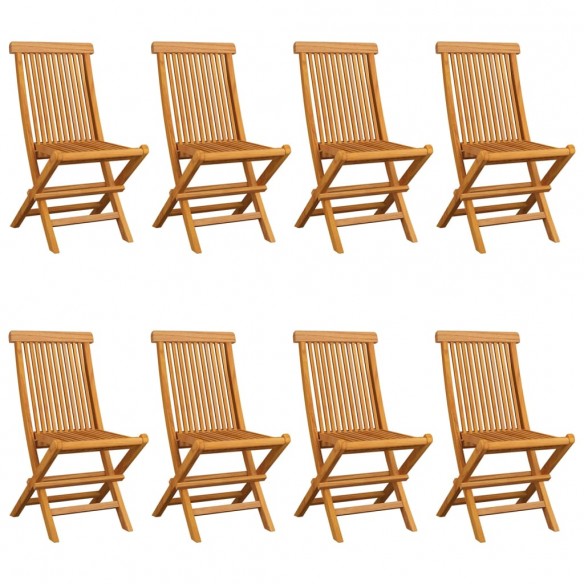 Chaises de jardin avec coussins taupe 8 pcs Bois de teck massif