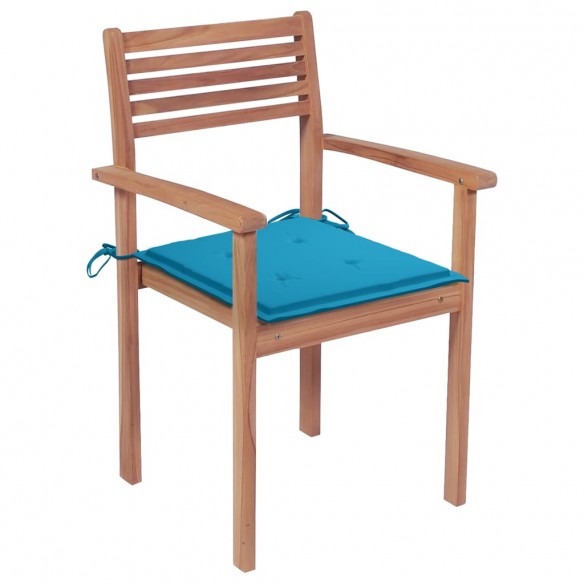 Chaises de jardin empilables avec coussins 8 pcs Teck solide