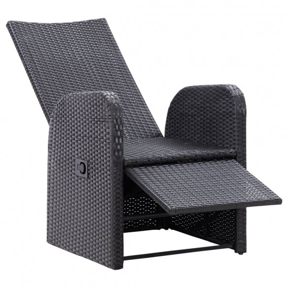 Chaises de jardin inclinables coussins 2pcs Noir Résine tressée