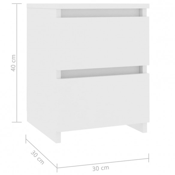 Tables de chevet 2 pcs Blanc 30x30x40 cm Bois d'ingénierie