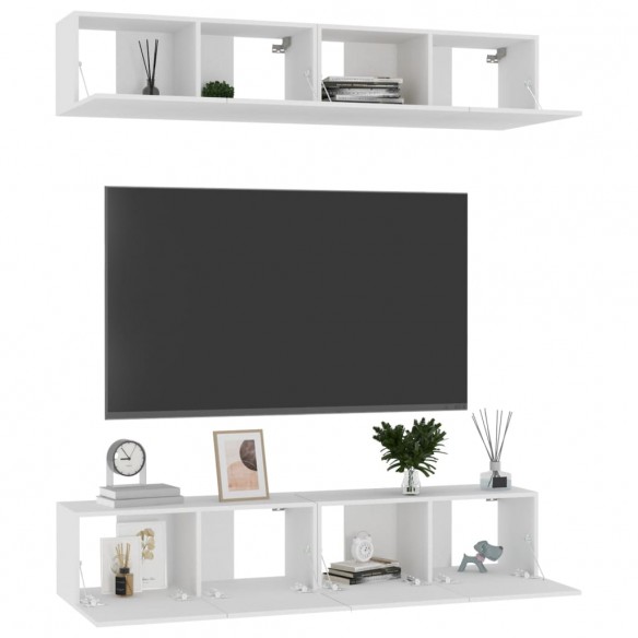 Meubles TV 4 pcs Blanc 80x30x30 cm Aggloméré