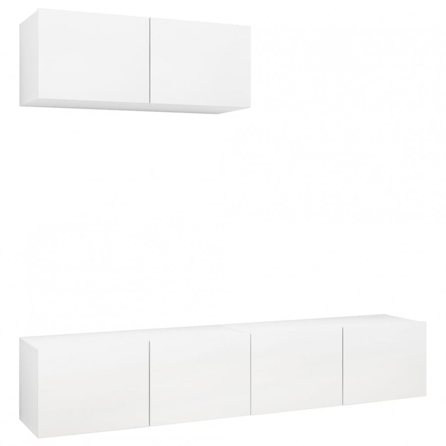 Meubles TV 3 pcs Blanc Aggloméré Meubles TV 3 pcs Blanc Aggloméré