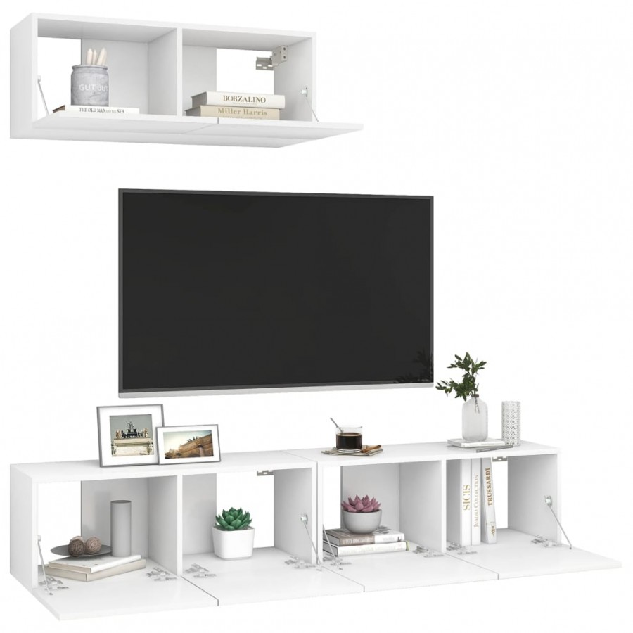 Meubles TV 3 pcs Blanc Aggloméré Meubles TV 3 pcs Blanc Aggloméré