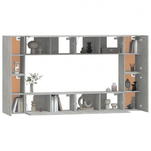 Ensemble de meubles TV 8 pcs Gris béton Bois d'ingénierie