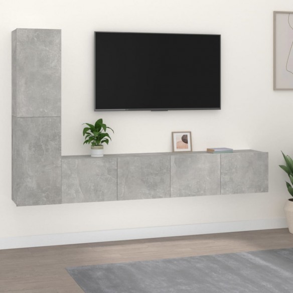 Ensemble de meubles TV 4 pcs Gris béton Bois d'ingénierie