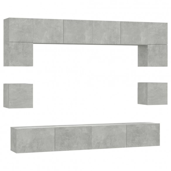 Ensemble de meubles TV 8 pcs Gris béton Bois d'ingénierie