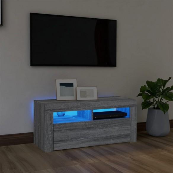Meuble TV avec lumières LED Sonoma gris 90x35x40 cm