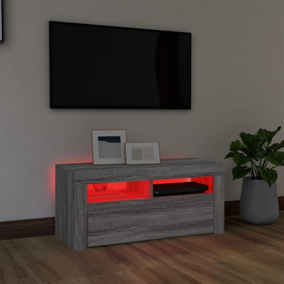 Meuble TV avec lumières LED Sonoma gris 90x35x40 cm