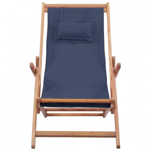 Chaise pliable de plage Tissu et cadre en bois Bleu