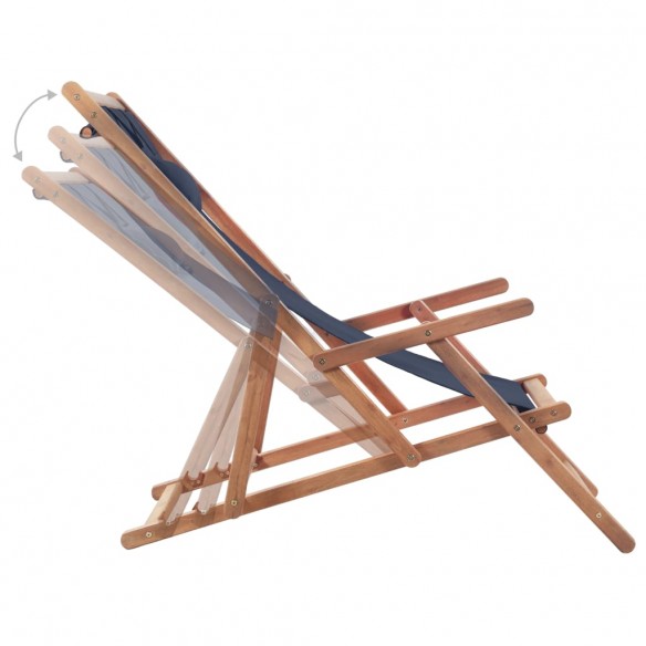 Chaise pliable de plage Tissu et cadre en bois Bleu