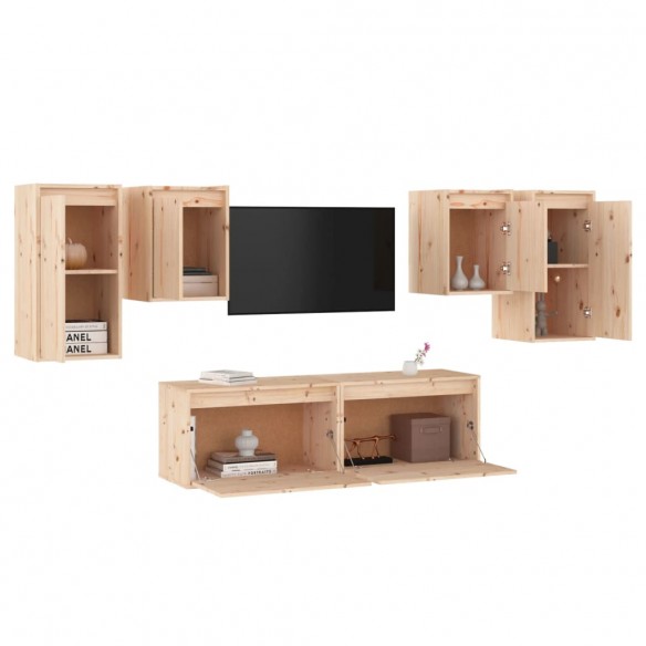 Meubles TV 6 pcs Bois massif de pin