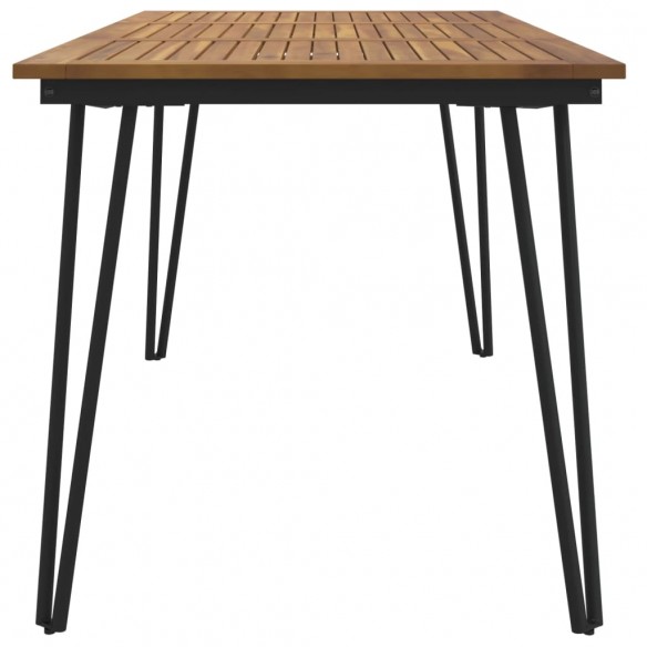 Table de jardin avec pieds épingle à cheveux 140x80x75cm acacia