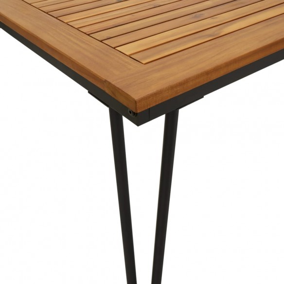 Table de jardin avec pieds épingle à cheveux 140x80x75cm acacia