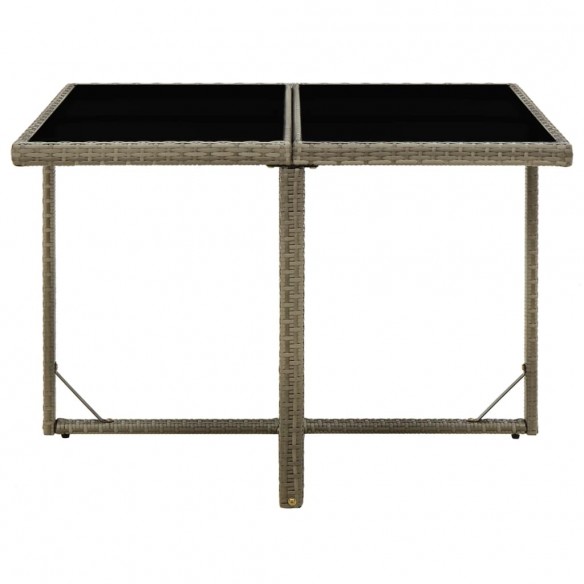 Table de jardin Gris 109x107x74 cm Résine tressée et verre