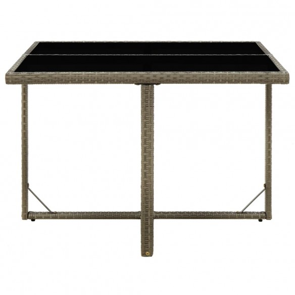 Table de jardin Gris 109x107x74 cm Résine tressée et verre